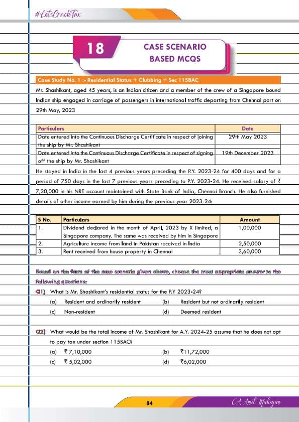 First page of DT - CASE STUDY BASED MCQ MAY 24