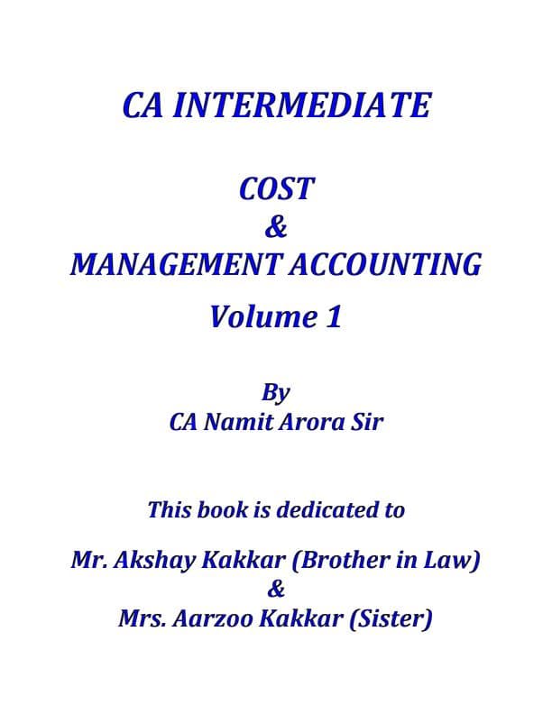 First page of COST FASTRACK VOLUME 1( MAY 24 MUST REFER)
