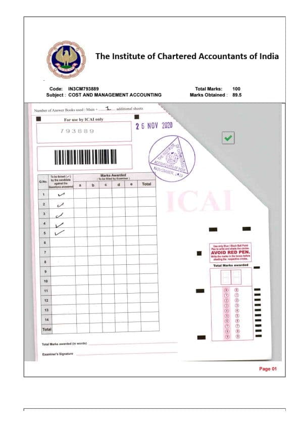 First page of COST CERTIFIED COPY \ 90 MARKS \ AIR 2