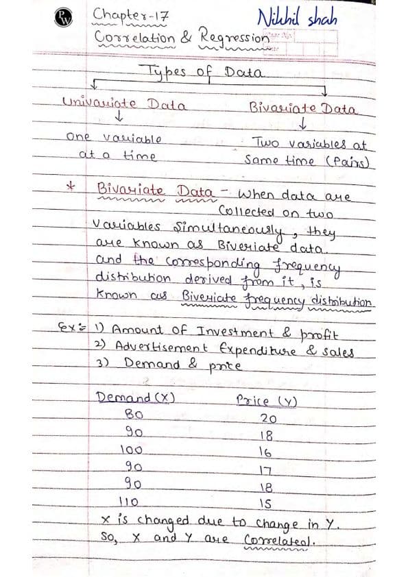 First page of Correlation and regression