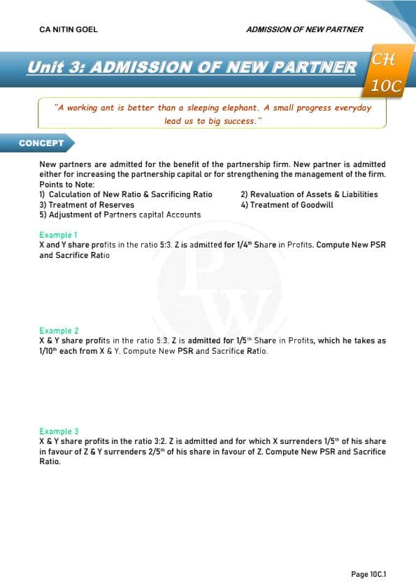 First page of Partnership admission of partners by CA NITIN GOEL