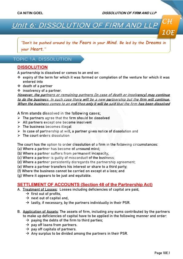First page of Partnership Dissolution of firm and LLP by CA NITIN GOEL