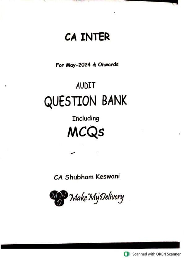First page of Ca inter audit QB by shubham sir