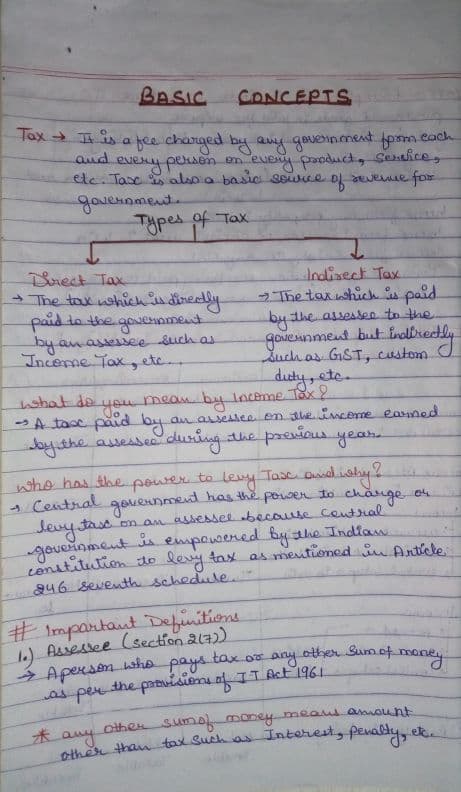 First page of Basic concepts of Taxation You can message me for any doubt