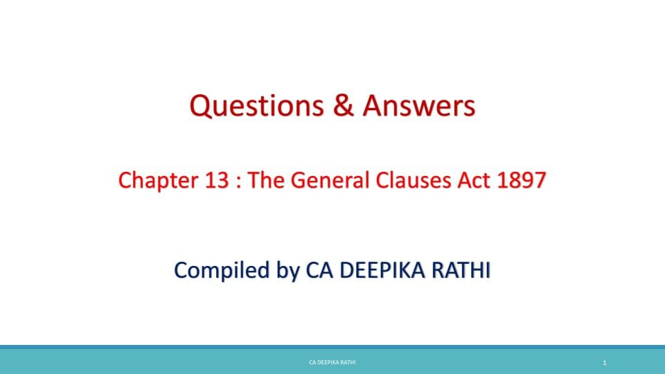 First page of Other Law (general clause act) question bank - Deepika Rathi