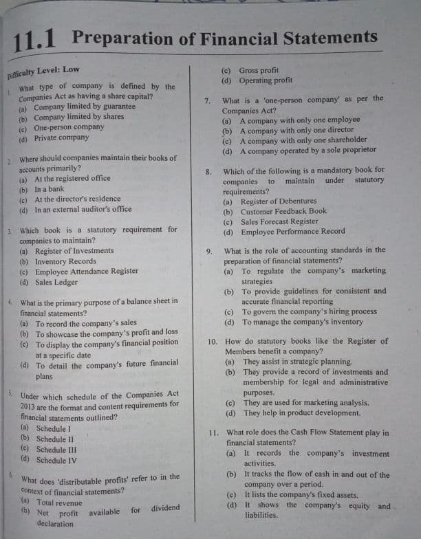First page of MCQ'S for Preperation of Financial Statements Dm me for the answer key