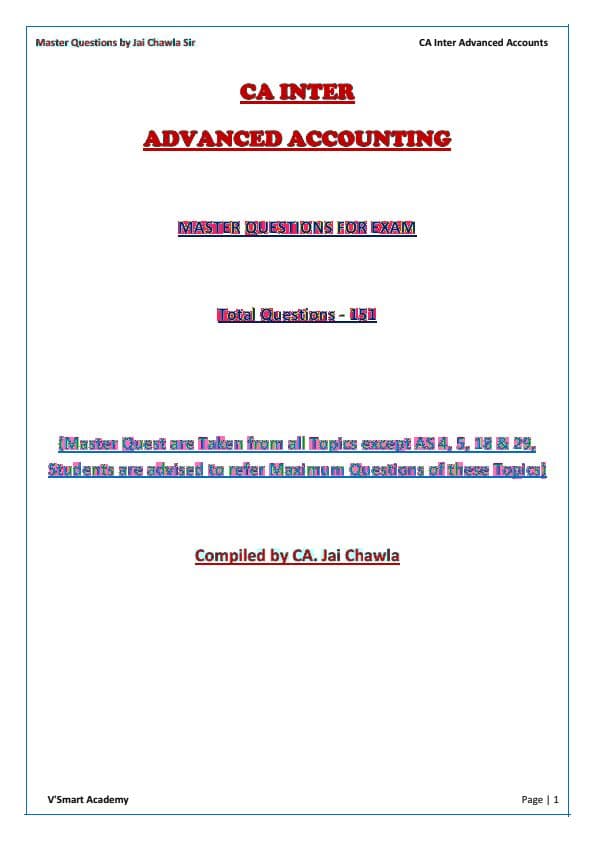 First page of 151 Master Questions by Jai Sir