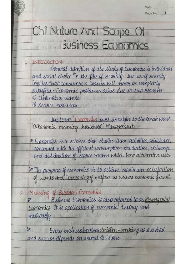 First page of Economics chapter 1 quality content