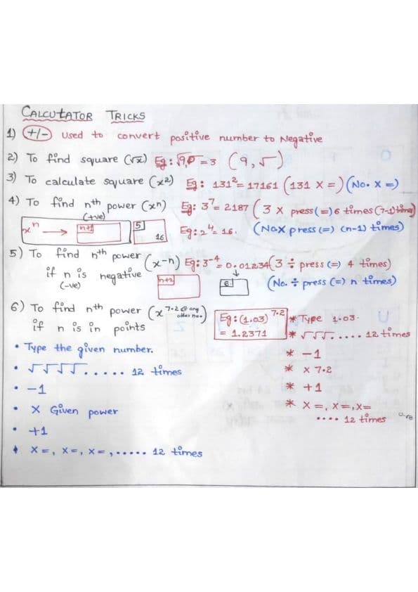 First page of Calculator tricks for MATHS
