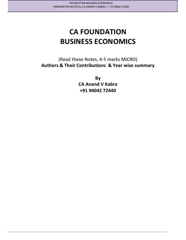 First page of CA FOUNDATION ECONOMIST LIST AUTHORS