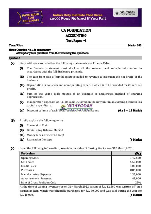 First page of Accounts test paper 4, May be it's helpful for all