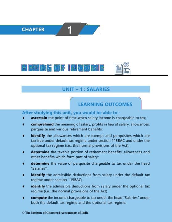 First page of Heads of income