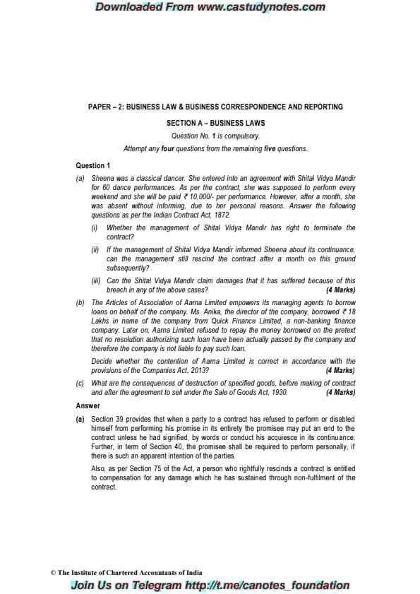 First page of Law imp questions