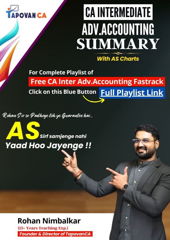 First page of CA INTERMEDIATE ADV.ACCOUNTING SUMMARY With AS Charts By ROHAN NIMBALKAR
