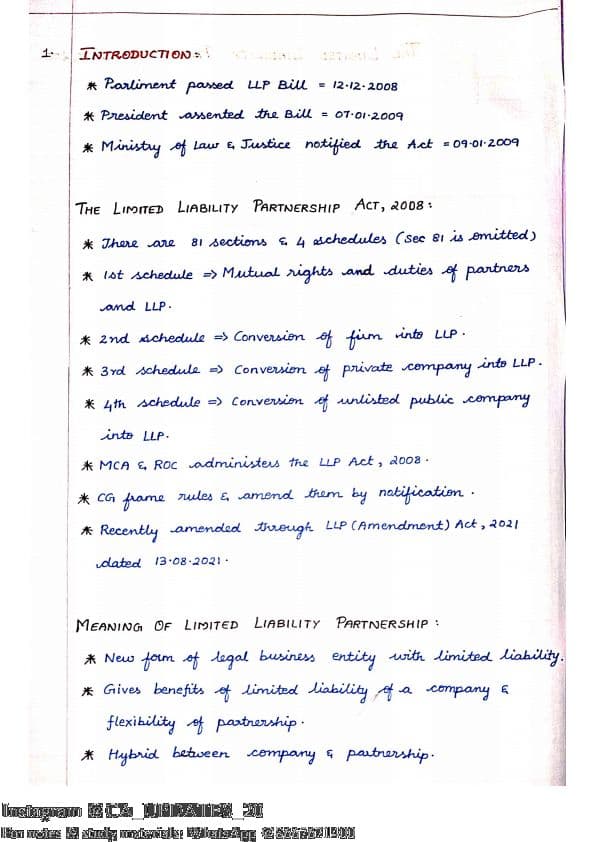 First page of Llp notes