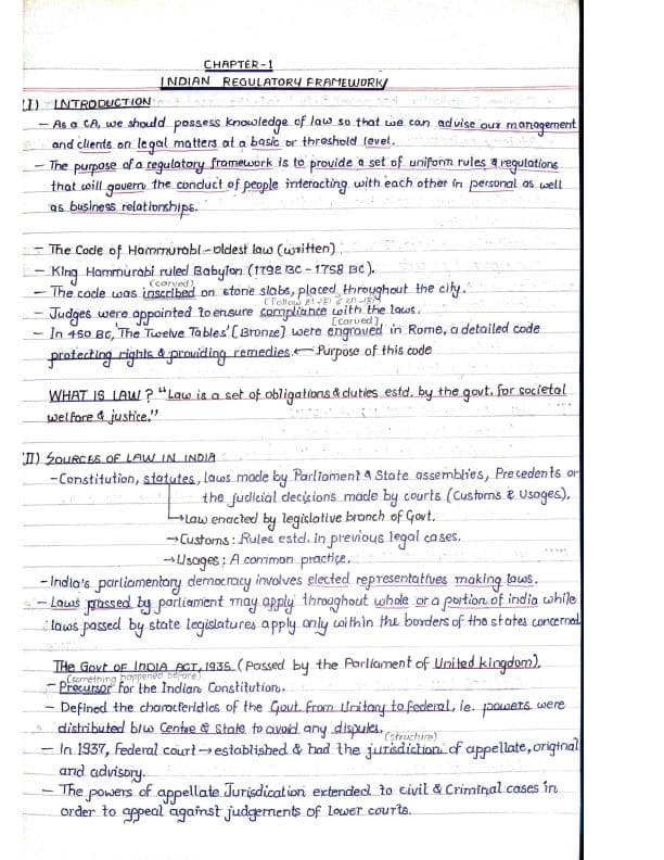 First page of Indian regulatori framework
