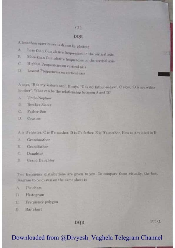 First page of Ca foundation quantitative aptitude June 2024 question paper