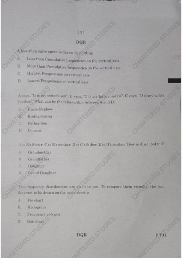 First page of CA FOUNDATION JUNE 24 PAPER 3 MATHS, LOGICAL REASONING, STATISTICS