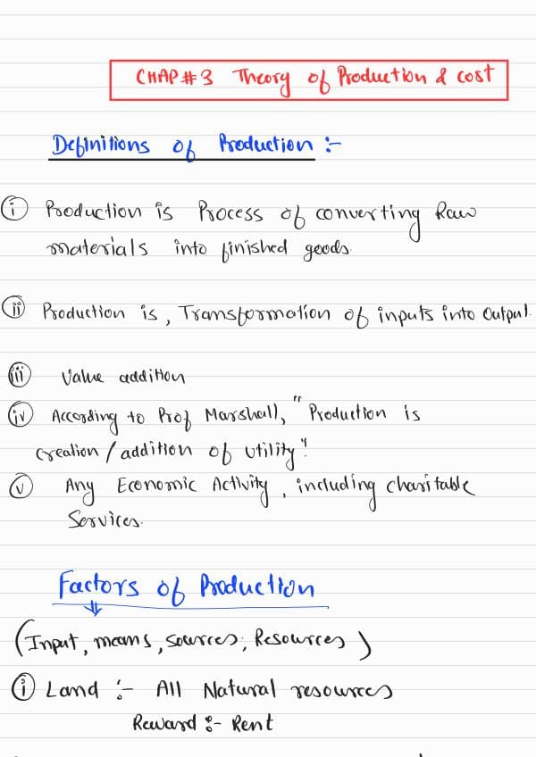 First page of Economics chapter 3 Handwritten notes