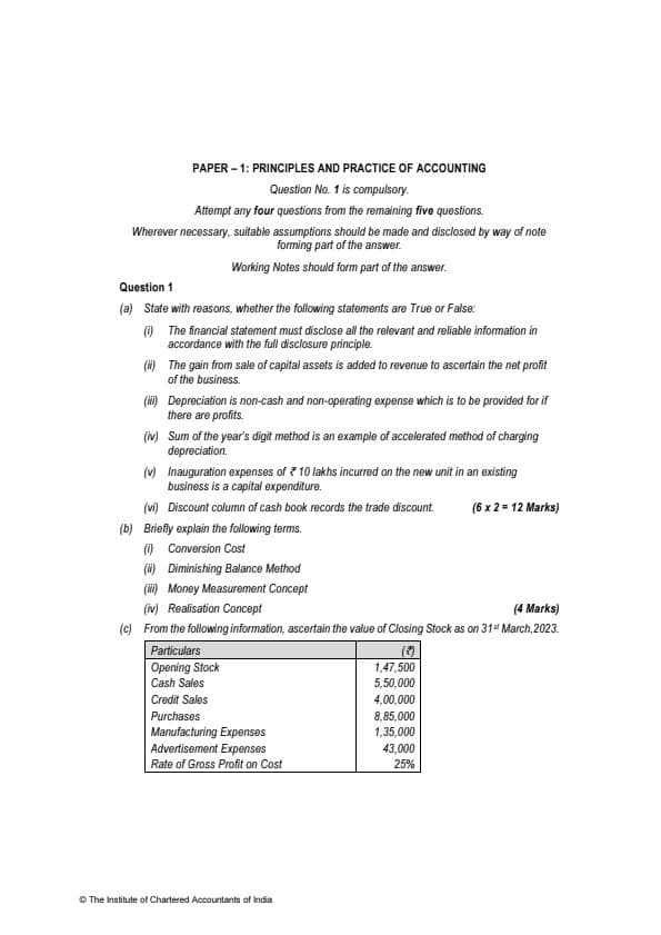 First page of Account dec 23 paper with answers