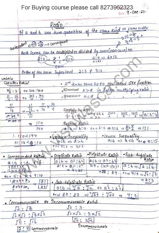 First page of Formulas of ratio and proportion