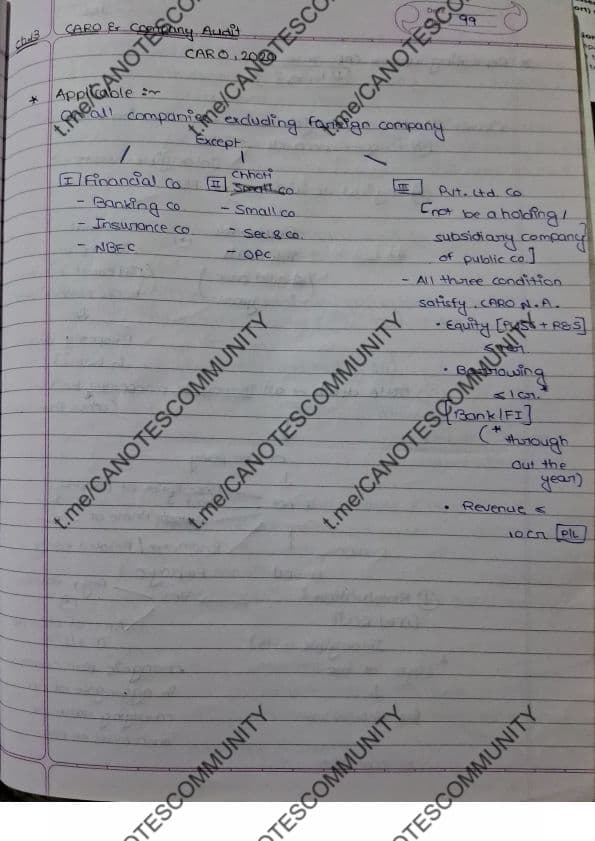First page of CA INTERMEDIATE AUDITING & ETHICS CARO, 2020 SUMMARY HANDWRITTEN NOTES