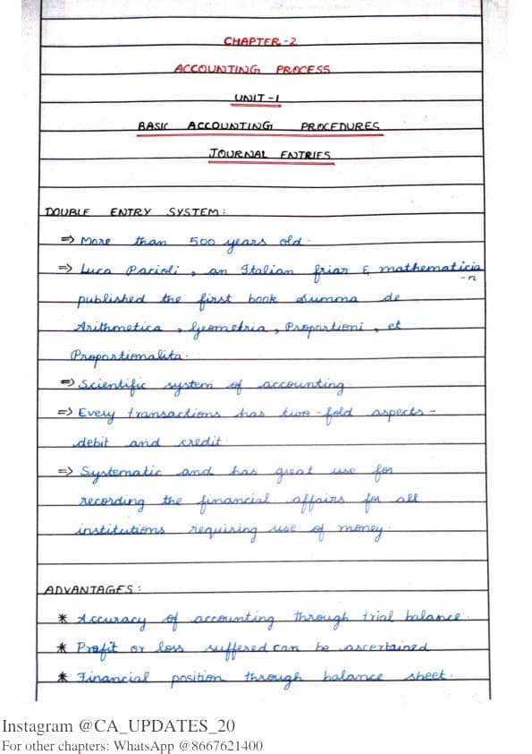 First page of ACCOUNTS CHAPTER 2 NOTES