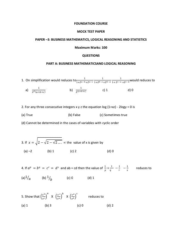 First page of Mtp quantitative aptitude test