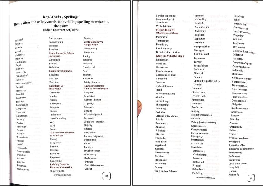 First page of Key words for ca foundation law