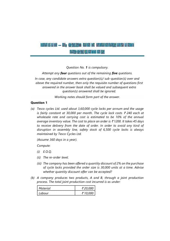 First page of COST SUGGESTED ANSWER MAY 2024