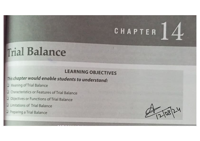 First page of TRIAL BALANCE FULL DETAILED HAND WRITTEN NOTES. ACCOUNT MODULE 1