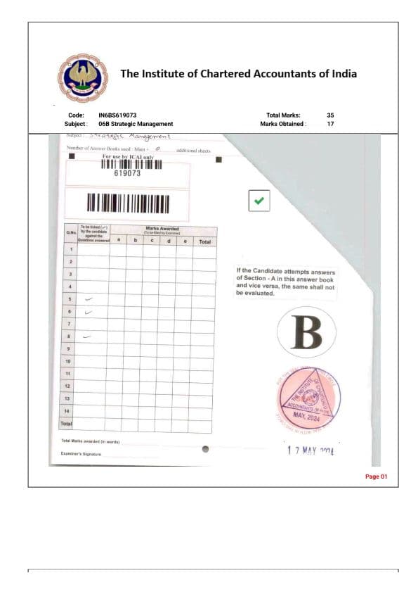 First page of SM ICAI Certified copy. May'24 (AIR 32)