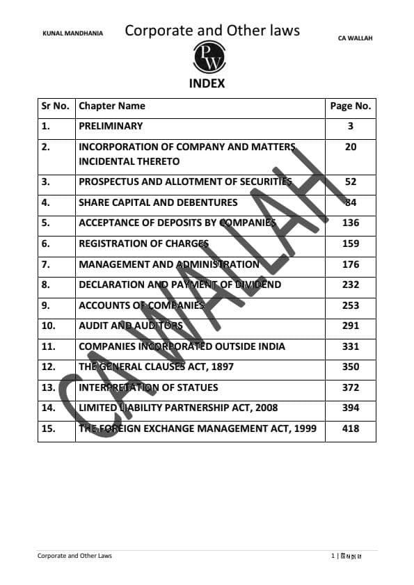 First page of E book corporate and other laws fourth edition