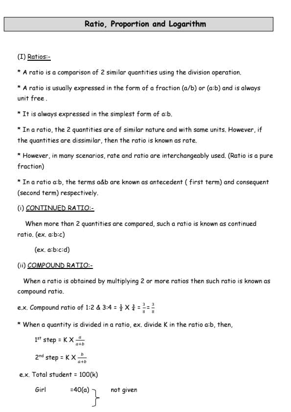 First page of Quantitative aptitude formula book Last day revision book