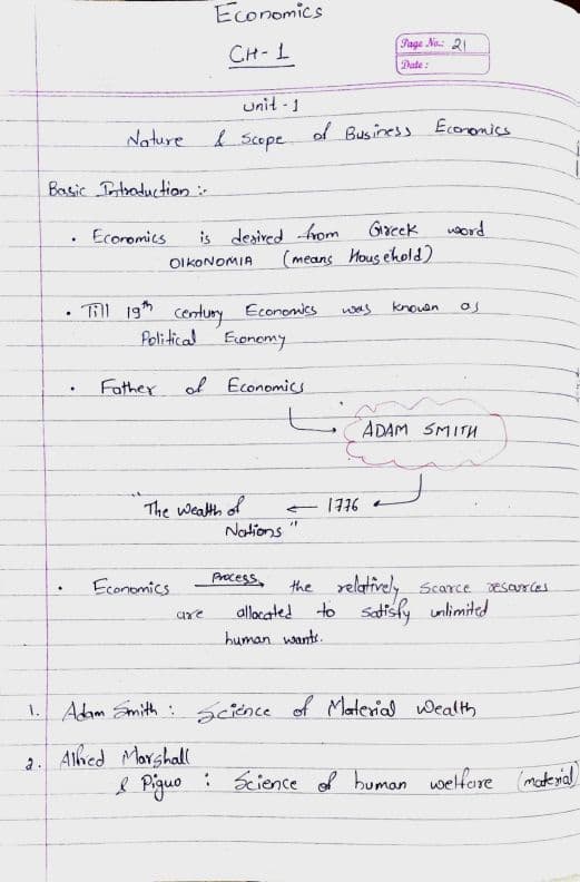 First page of Economics Ch 1+5