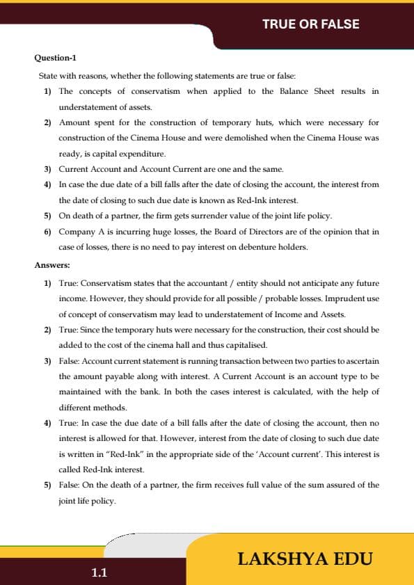 First page of Accounts ka True Or flase most repeated and frequently asked questions in MTP, RTP All the best for revision of january 2025 attempt guys