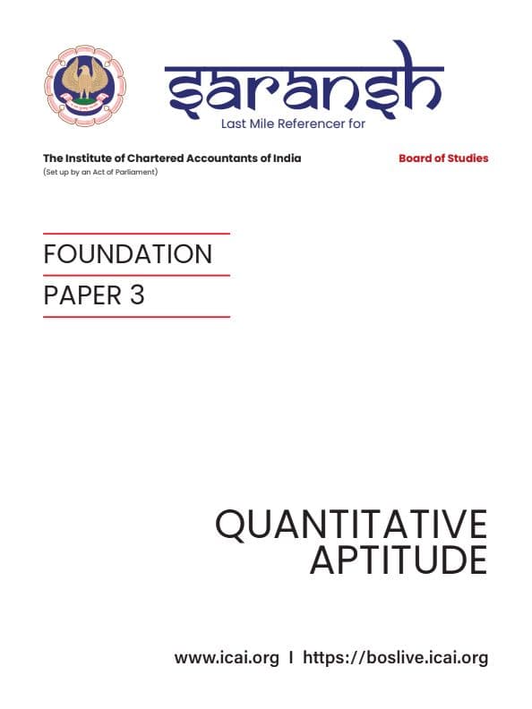 First page of Saransh by icai | quantitative quantitative | full syllabus formula | last day revision