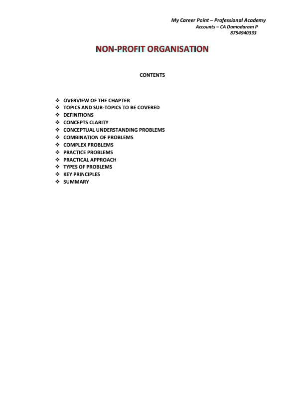 First page of CH 9 NPO SUMMARY