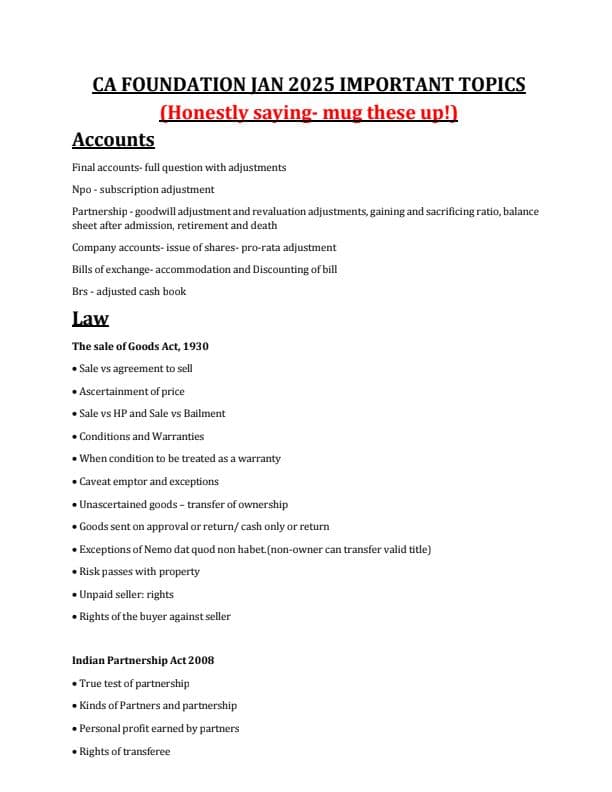 First page of Imp topic all subject