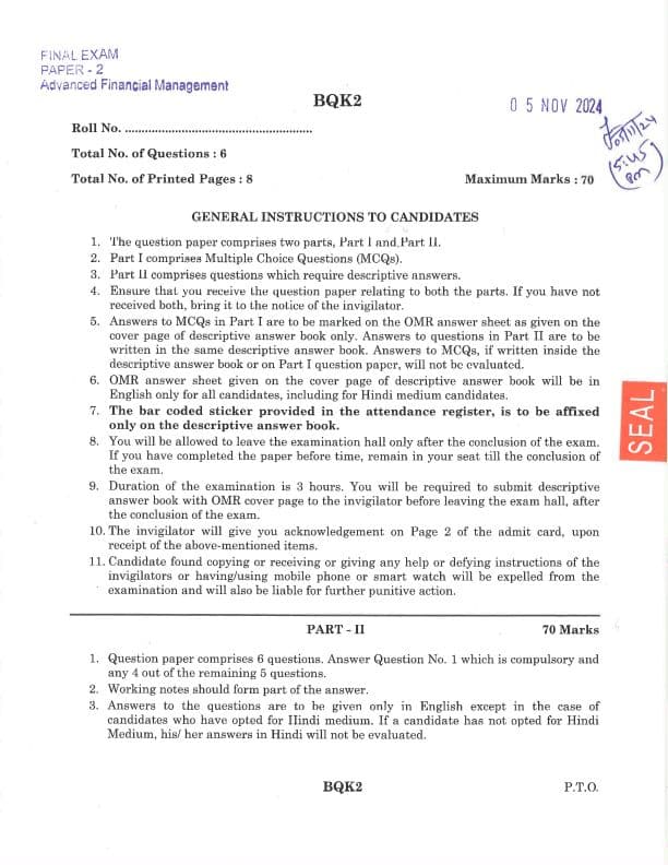First page of Nov 24 Question Paper For Practice