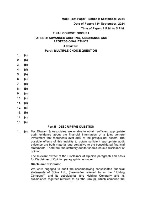 First page of MTP 1 Answers For May 24