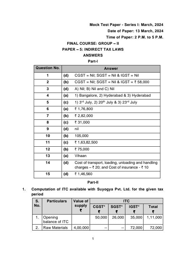 First page of MTP 1 Answers For May 24
