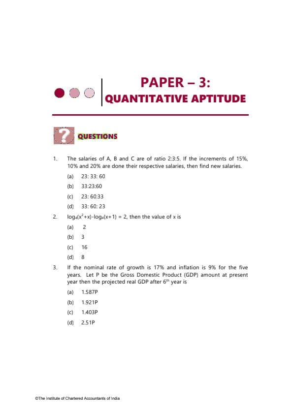 First page of Quantitative aptitude