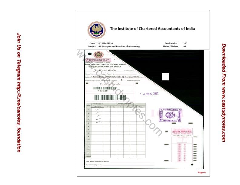 First page of Certified copy of accounts ca foundation