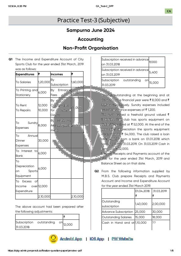 First page of paper 1 NPO ch. practice