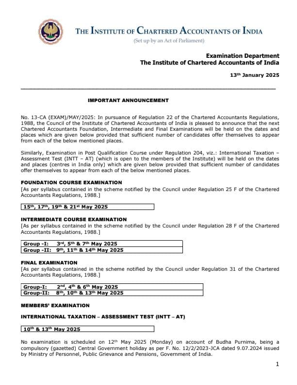 First page of May 2025 Attempt Date ( FND + INTER )
