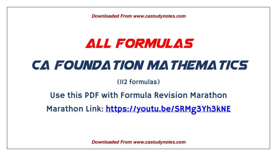 First page of Maths all formula by CA pranav popat