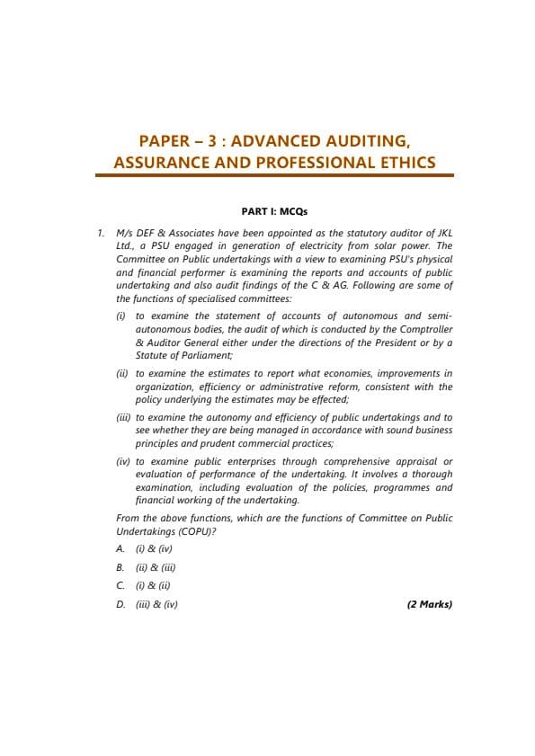 First page of Nov 24 Suggested Answers By ICAI