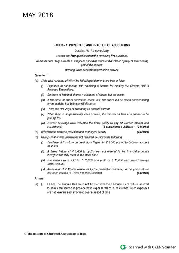 First page of May 2018, NOV 2018 Accounts solution