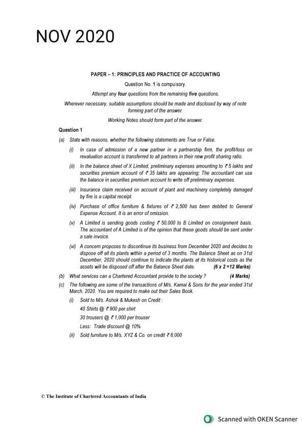 First page of Nov 2020, jan 2021 accounts solution